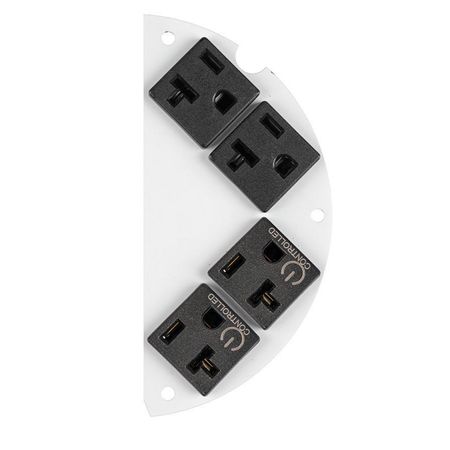 HUBBELL WIRING DEVICE-KELLEMS Recessed 6" Series, Sub Plate, 50% Right Side, (4) 20A Pre-Wired Receptacles (2 Controlled), 1 or 2 Circuits, 18" Leads S1R6SPHC2